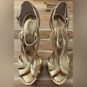 BCBGMaxAzria Metallic Gold Strappy Heels size 6.5B
